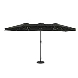 Island Umbrella Ovaler Doppelmarktschirm – Polyester-Überdachung, schwarz, 15' by 9',