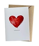 Herzfunkeln® Lieblingsmensch Karte für Freundin, Freund, Frau & Mann mit rotem Herz in DIN A6 - Umschlag aus Recyclingpapier - Liebe Grußkarte zum Jahrestag, Valentinstag, Hochzeitstag & F