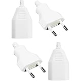 com-four® 4-teiliges Set aus Euro-Stromstecker und Euro-Flachkupplung, montierbar mit Schraubverschluss, bruchfest (04-teilig - weiß)