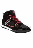 Gorilla Wear Bodybuilding Schuhe Troy High Tops - Schwarz/Rot - Sport Freizeit Alltag Training Workout Schnürsenkel mit Logo Bequem Extra Starker Halt für Herren, 45