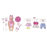 BABY born Soft Touch Girl Puppe mit lebensechten Funktionen und viel Zubehör, 43 cm & 828793 BABY born Holiday Modeset Frühling Puppenkleidung 43 cm, b