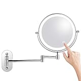 Himimi Kosmetikspiegel LED Beleuchtet mit 1x/ 7xFach Vergrößerung Schminkspiegel, wandmontage Kosmetikspiegel mit Touch Button Einstellbar Licht, 360° Schwenkbar und Vertik