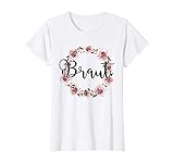 Damen Braut Bride to be Verlobung Blumenkranz JGA Party Geschenk T-S
