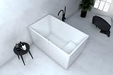 ECOLAM exklusive freistehende Badewanne Sitzbadewanne Standbadewanne moderne Wanne freistehend Dame 130x70 cm Wanne mit Sitz + Ablaufgarnitur Click Clack Design Acryl weiß