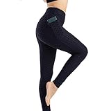 Vectry Damen Sport Leggings mit Taschen Hohe Taille Bauchkontrolle Yogahosen Jogginghose Workout Fitness Sportshorts Laufshorts Trainingshose Strumpfhose Gamaschen Marine S