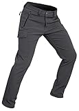 Wespornow Herren Wanderhose Wasserdicht Softshellhose Outdoorhose Thermohose Winddichte Skihose Warm Gefüttert Trekkinghose Schneehose für Wandern, Skifahren, Hundesport und Klettern (Grau, L)