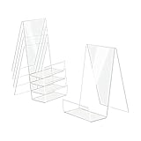 CHENGBEI 5er Pack Acryl Buchständer Dekorativer klarer Buchhalter Acryl Display Rack Acryl Halter für Home Office Buchladen Acryl Halter 5 Stück Klein/Groß zum Ausstellen von Büchern CDs Notebook