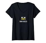 Damen Frauen Halloween Geschenk Boo Bienen Lustiger Spruch Zitat T-Shirt mit V