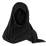 Lazzboy Frauen Indien Hut Muslim Rüschen Krebs Chemo Beanie Turban Wrap Cap Schal Hijab Kopftuch Für Muslimische I Islamische Kopfbedeckung Islam Solide Maxi(Schwarz)