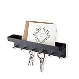 carinacoco Schlüsselbrett mit Ablage schlüsselbrett Ohne Bohren Schlüsselhalter Selbstklebender Schlüsselboard Schlüssel Organizer Schwarz mit 6 Hak