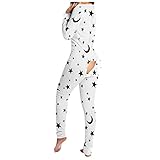 Schlafanzug Damen Winter Xxl Sexy Schlafanzug Damen Einteiler Strampler Damen Pyjama Skianzug Damen Einteiler Bunt Flanell Pyjama Damen Weihnachten Mit Funktionale Geknöpfte Klappe Hausanzug