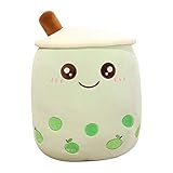 Bubble Tea Plüschtier, Kuscheltier Plüschpuppen Milchtee Softpuppe Teetasse Kissen Kinderspielzeug Geburtstagsgeschenk Gefüllte Plüsch Spielzeug/24CM, Grü