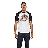 Jurassic Park Herren Distressed Logo T-Shirt, Weiß (Weiß/Schwarz Wbl), XXL