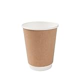 BIOZOYG Karton Doppelwand Kaffee Trinkbecher Einweg Bio I 50 Stück to Go Pappbecher innen weiß, Außenwand braun unbedruckt 300 ml / 12 oz I 100% biologisch abbaubar, Zertifiziert kompostierb