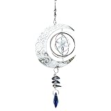 PETSOLA Metal Crystal Moon Wind Chime Door Hanging Wind Bell Indoor Bedroom D
