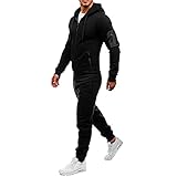 Yowablo Hoodie Sweatshirt Sets Herren Herbst 2-teilig Einfarbig Langarm Top Bluse + Lange Hosen Sets ( XL,3Schwarz )