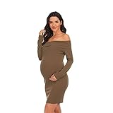 WDYD Umstandskleid Schwangere Elegante Fotografie Stützen Mutterschaft Langarm Langes Abendkleid Schwangerschafts Damen Fotoshooting Kleidung Umstandsmode(Size:XL,Color:Grün)