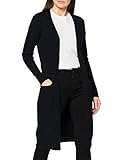 Vila Clothes Damen VIRIL L/S Long Knit Cardigan-NOOS Strickjacke, Schwarz (Black), 42 (Herstellergröße: XL)