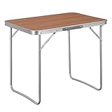 WOLTU Campingtisch Klapptisch Reisetisch mit Griff, 70x50x60cm(LxBxH) zusammenklappbar Gartentisch aus Alu und MDF für Picknick Strand im Freien, Eiche, CPT8135