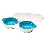 Amini Mikrowelle Eierkocher Boiler Eier Maker Tragbarer Eierkocher für die Mikrowelle Draining Egg Boiler Antihaft Fast Egg Dampfer Frühstücksgeschirr Küche Gedämpftes pochiertes Ei-Gerät (Blue)