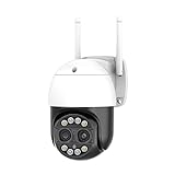 MUGHOPN Heimüberwachungskamera Im Freien, Dual Lens 4MP 8X Zoom PTZ IP66 Wasserdicht WiFi CCTV WiFi Smart Net PTZ IP-Kamera IR-Kamera Farbnachtsicht, 2-Wege-Gesp
