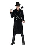 Herren Gothic Mantel schwarz Gr. L, XL Samt-Mantel Halloween Kurzmantel Gehrock (XL)