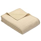 Ibena Fano Kuscheldecke 100x150 cm – Kniedecke Creme wollweiß, tolle Wendedecke aus hochwertiger Baumwollmischung, kuschelweich und angenehm w