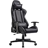 GTPLAYER Gaming Stuhl Bürostuhl Schreibtischstuhl Kunstleder Drehstuhl Chefsessel Höhenverstellbarer Gamer Stuhl Ergonomisches Design (Black)