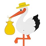 Theolino Storch Geburt Für Draussen - Großer Premium Holzstorch - 150 cm Groß - Beidseitig Bedruckt - Klapperstorch - Geschenk Zur Geburt - Baby Geschenk - Für Mädchen Und Jung