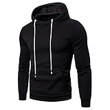 XUJY Sweatshirt Herren mit Kapuze Basic Kapuzenpullover Sweatjacke Hoodies mit Kapuze Basic Kapuzenpulli mit Känguru Langarm Kordelzug Sweatjacke Sport Casual Fitness Training Hoodie Sw
