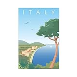 Italienisches Reise-Poster Natur Vintage Reise Weltkarte Stadt Retro Reise Italien Karte Leinwand Poster Schlafzimmer Dekor Pop Art Büro Zimmer Dekor Geschenk Ungerahmt: 30 × 45