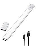 EZVALO Kabellose Schrankleuchte Bewegungsmelder 48 LED Dimmbare Sensor Lampe 3500K warmes Licht aufladbare Unterbauleuchte Berührungs Magnetstreifen ultradünn [Energieklasse A++]