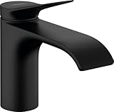 hansgrohe Waschtischarmatur Vivenis, Wasserhahn Bad mit Auslauf Höhe 80 mm, mit Zugstange, Badarmatur wassersparend, Mattschw