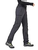 Wespornow Damen Wanderhose Wasserdicht Outdoorhose Softshellhose Thermohose Winddichte berghose Warme Trekkinghose Skihose für Skifahren, Camping, Hundesport und Wintersport (Grau, M)