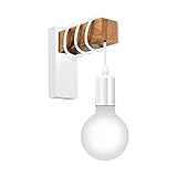 Dosige Wandleuchte Aus Holz Vintage Wandleuchte Retro Lampe Aus Stahl Und Holz. SchöNe Moderne Wandleuchte FüR Schlafzimmer, Wohnzimmer, Balkon, Arb