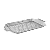 BURNHARD Grillschale 27,5 x 19 x 2 cm für Gemüse, Edelstahl, Gemüsekorb für Gasgrill, Spü