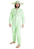 Mandalorian Baby Yoda Jumpsuit, Mandalorian The Child Onesie Damen und Herren, Star Wars Kuschelig Hausanzug, Unisex Fleece Einteiler Für Winter (Grün, M)