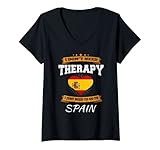 Damen Spanische Flagge I Lustig Spanien Urlaub I Spanien T-Shirt mit V