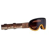 PiWear® Arizona Brille über Brille Motorradbrille für Brillenträger Retro Oldtimer gepolstert beschlagfrei Rahmen orange schwarz Band beige Logo braun Glas braun getö