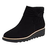 Stiefel Damenmode Bowknot Keilabsatz Seitlicher Reißverschluss Warme Beiläufige Kurze Stiefel (42,schwarz)