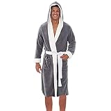 GUOJM Herren Premium Pyjamas Warm Fleece Kapuzenmantel Plüsch Bademantel Plus S