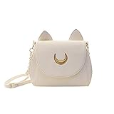 YARBAR Damen Umhängetasche Kawaii Schultertaschen Süße Katzenform Schulter Handtaschen Casual Taschen Pu Leder (Weiß)