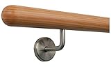Lärche Holz Treppe Handlauf Geländer Griff gewinkelte Edelstahlhalter, Länge 30-500 cm aus einem Stück/Variante:50 cm mit 2 Halter - Enden: Halbkugel g