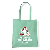 Art T-Shirt, Schultertasche, bestes Achtung für Junggesellenabschied, Comix, Shopper, Meer, attenzione-addio-bag-mnt, Grün, attenzione-addio-bag-mnt Einheitsgröß