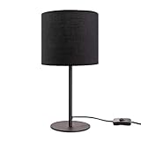 Paco Home LED Tischlampe E14 Lampe, Für Wohnzimmer Und Schlafzimmer, Unifarben, Deko, Lampenfuß: Schwarz, Lampenschirm: Schwarz (Ø18 cm)