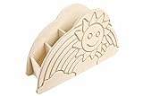 Stifteköcher für Kinder aus Holz - Regenbogen mit Sonne - zum selbst gestalten / anmalen - Stiftehalter - Schreibtischorg