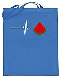 SPIRITSHIRTSHOP Herzschlag Wassermelone - Melone,Obst, Gemüse, Veganer, Vegetarier, Essen, Gesundheit - Jutebeutel (mit langen Henkeln) -38cm-42cm-B