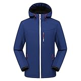 shesuseke Damen Winterjacke mit Kapuze, Rollkragen, Slim Fit, winddicht und wasserdicht, für Outdoor-Sportarten, Camping, Wandern, WJY04#Marine, 50