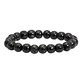 MILAKOO Mens Womens 10mm schwarz Holz Perlen Armband für tibetische buddhistische Gebet Mala M