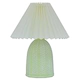 JINGBO Nachttischlampe, Vintage Keramik Plissee Tischlampe mit USB-ladeanschluss, 3 Farbtemperatur Einstellbar für Wohn- und Schlafzimmerdekoration, 3000k-65000k, Höhe 30